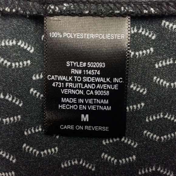 Pleione Black White Comma Print Short Cap Cuffed Dolman Sleeve Top Womens Medium - Picture 10 of 15